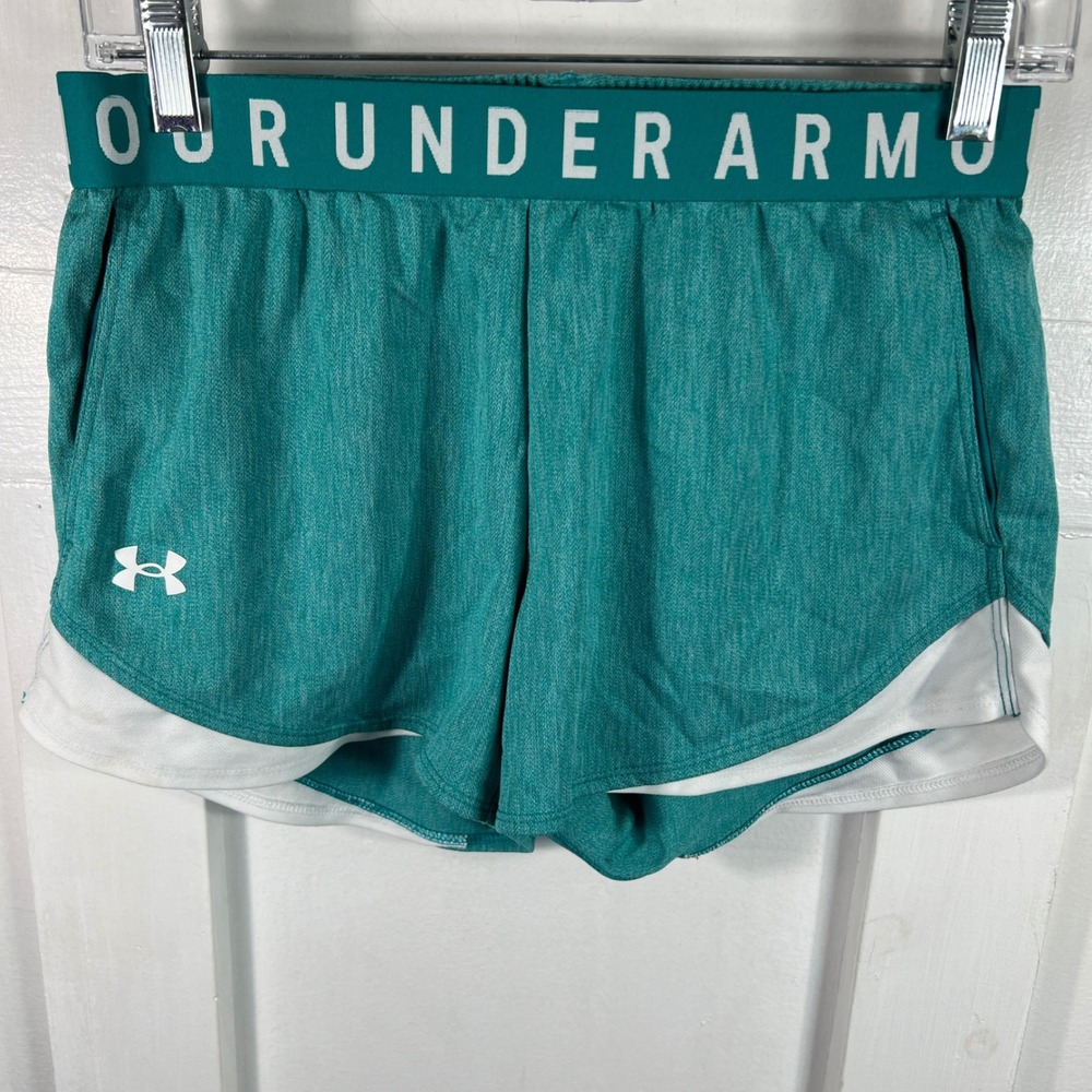 Under Armour Womens Play Up 2.0 Shorts Teal Heather Athletic Running SM